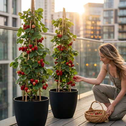 Weiße Klettererdbeeren (Packung mit 10 Pflanzen mit Torf)
